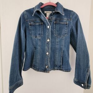 Jones New York Medium Blue Denim Jacket with Chest Pockets